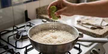 Para que serve espremer suco de limão sobre o arroz durante o cozimento