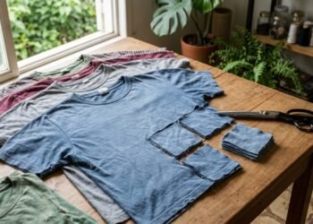 Como cortar camisetas usadas para fazer panos de limpeza que quase não soltam fiapos