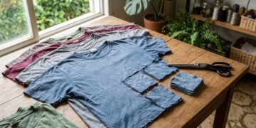 Como cortar camisetas usadas para fazer panos de limpeza que quase não soltam fiapos