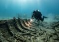 Durante um projeto de rotina de instalação de um oleoduto, trabalhadores descobriram acidentalmente um navio de madeira naufragado do século XVIII