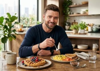 Justin Timberlake, aos 45 anos: "Tomo dois cafés da manhã todos os dias com waffles, sementes de linhaça, manteiga de amêndoa e ovos."