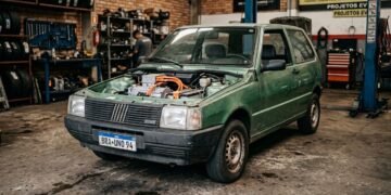 Adeus ao motor a combustão: mecânicos adaptam motor elétrico de BYD em um Fiat Uno antigo e o resultado surpreende