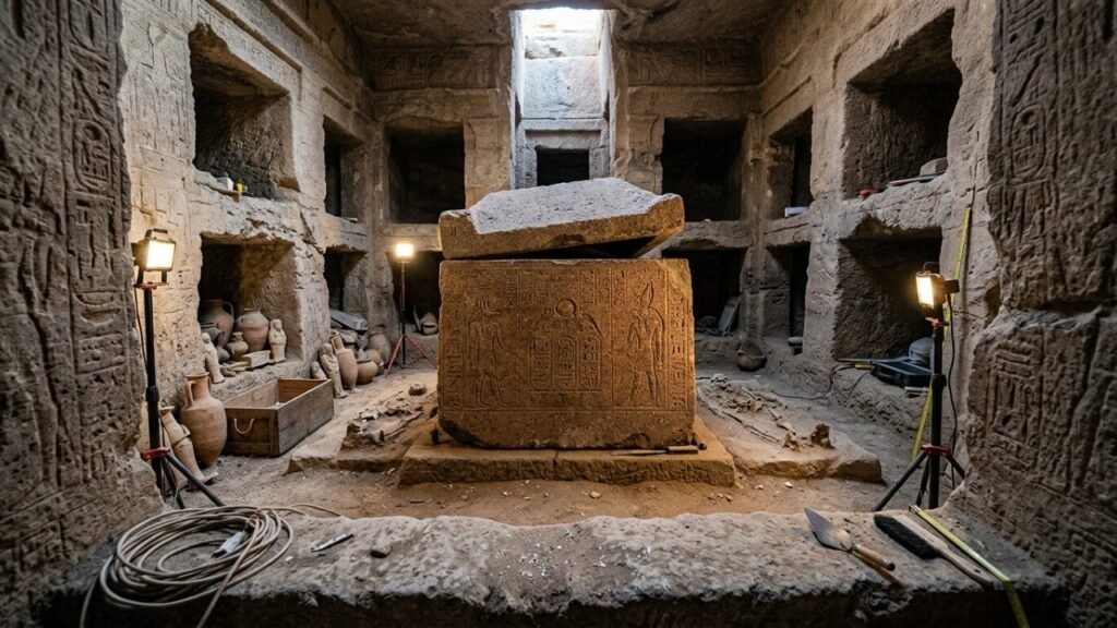 Arqueólogos encontram 18 tumbas no Egito com 24 misteriosas línguas de ouro, sarcófago de granito e estátua de Afrodite
