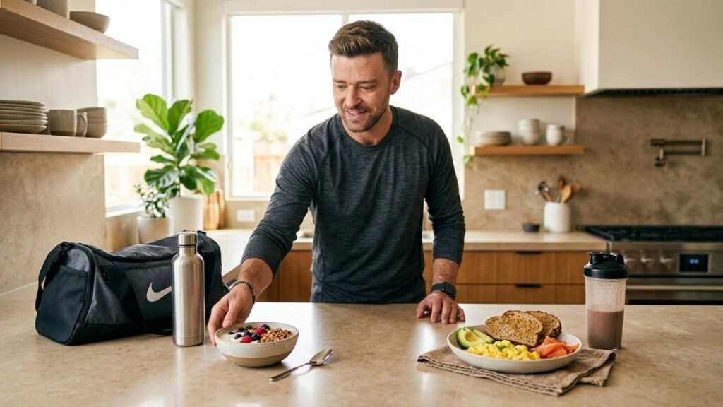 Justin Timberlake, aos 45 anos: "Tomo dois cafés da manhã todos os dias com waffles, sementes de linhaça, manteiga de amêndoa e ovos."