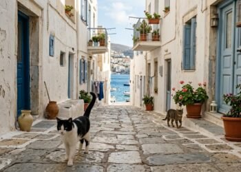 Ilha grega oferece moradia gratuita para voluntários, mas exige uma missão especial com gatos