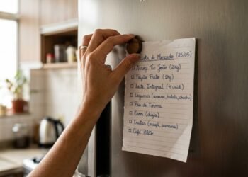 Hábito de prender uma lista no freezer ajuda a evitar compras repetidas e economizar na compra do mês