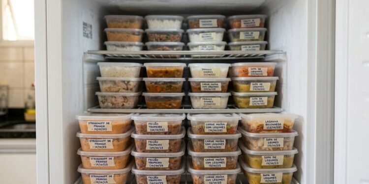 Cozinhar uma vez e congelar porções reduz o gasto com delivery e evita comida estragada