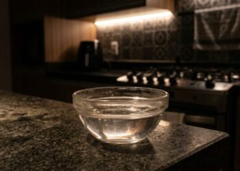 Porque deixar um copo de vinagre no balcão da cozinha a noite
