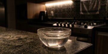 Porque deixar um copo de vinagre no balcão da cozinha a noite