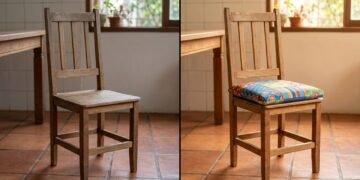 Como renovar as cadeiras de cozinha com almofadas coloridas