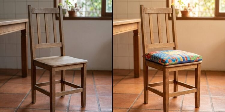 Como renovar as cadeiras de cozinha com almofadas coloridas