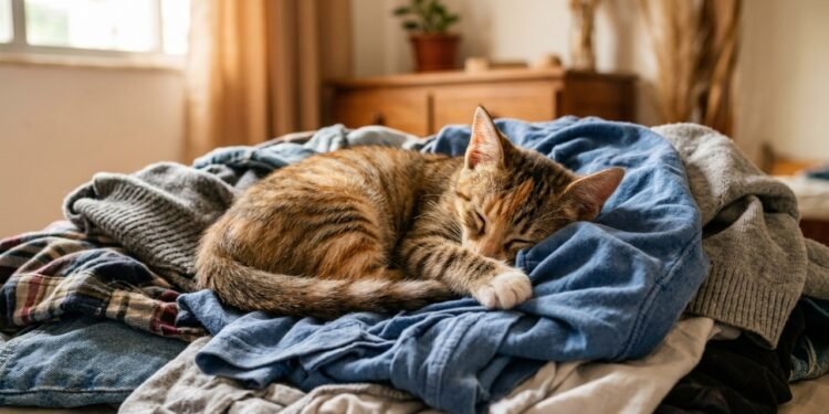 Os veterinários concordam: os gatos não dormem sobre as roupas apenas por conforto, mas porque reconhecem o cheiro de seus donos