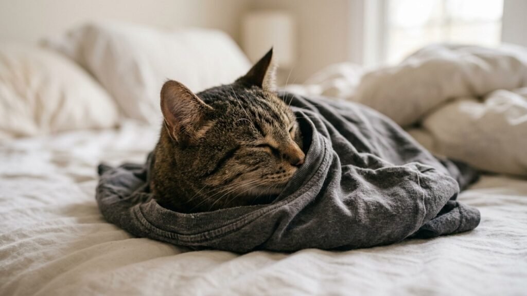Os veterinários concordam: os gatos não dormem sobre as roupas apenas por conforto, mas porque reconhecem o cheiro de seus donos