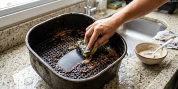 3 ingredientes simples podem ajudar a limpar a airfryer antes que a gordura vire fumaça e mau cheiro