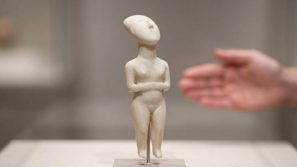 Ela não tem boca, mantém os olhos voltados para o alto e guarda há 5 mil anos um dos maiores mistérios da arte da Idade da Pedra