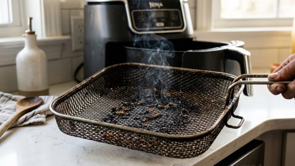 3 ingredientes simples podem ajudar a limpar a airfryer antes que a gordura vire fumaça e mau cheiro