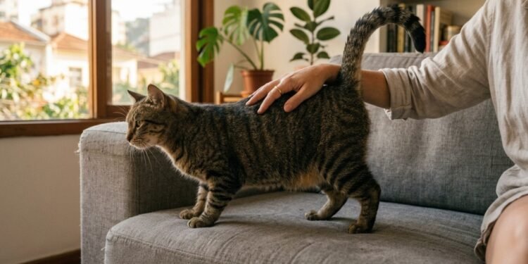 Seu gato levanta a traseira quando recebe carinho? Esse gesto tem mais significado do que parece