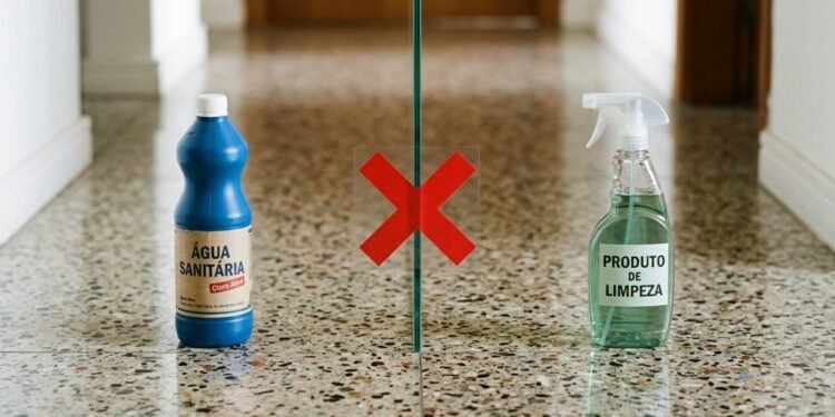 Nem água sanitária nem produtos de limpeza: o produto que estraga seu piso em apenas uma passada