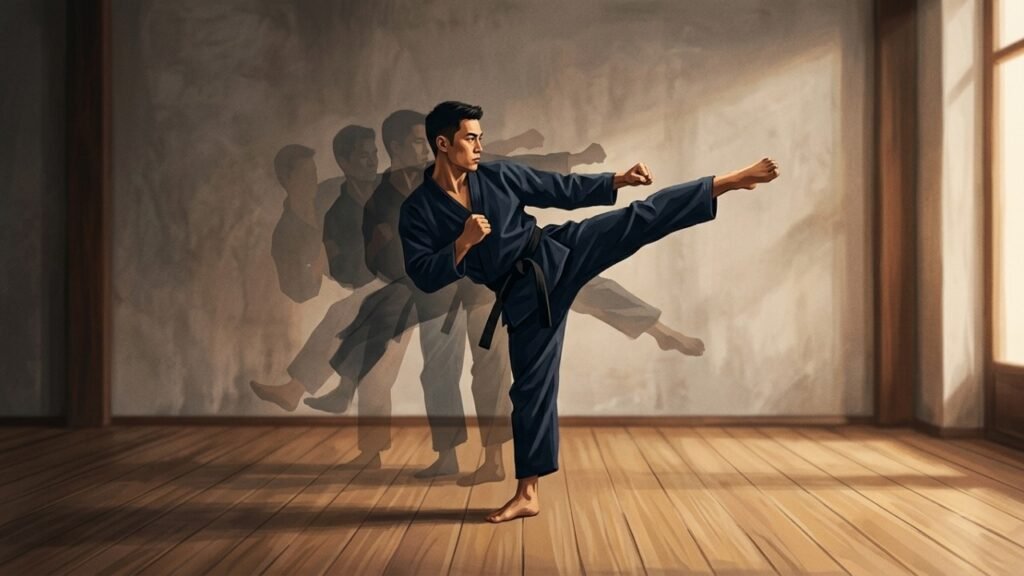 Citação de Bruce Lee do dia: “Não temo o homem que praticou 10.000 chutes uma vez, mas sim o homem que praticou um chute 10.000 vezes.”