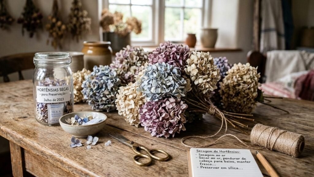 Hortênsias podem ganhar uma segunda vida dentro de casa se você cortar as flores no momento certo