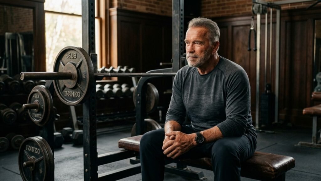 Arnold Schwarzenegger aos 78 anos: "Nada jamais mudará, até o dia da minha morte continuarei me divertindo muito na academia."