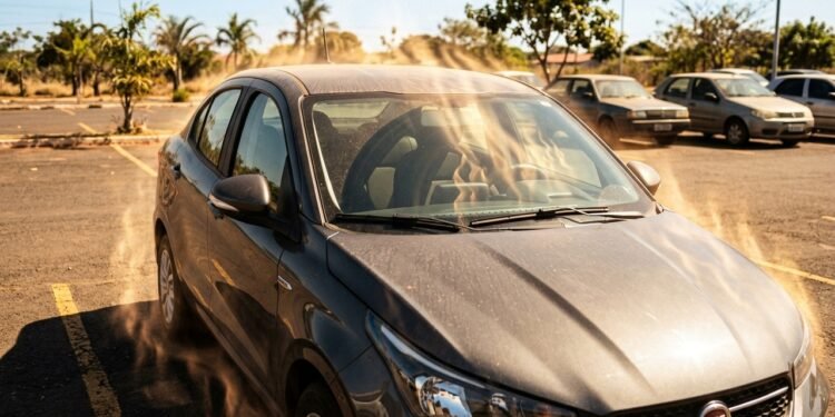 Carro ao sol pode passar dos 50 graus e a solução chama atenção
