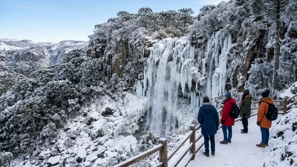Esta cidade brasileira transforma o frio em um espetáculo inesquecível (imagem gerada por inteligência artificial)