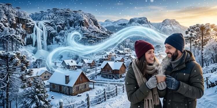 Esta cidade brasileira transforma o frio em um espetáculo inesquecível (imagem gerada por inteligência artificial)