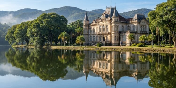 Única cidade brasileira com cassino construído com materiais importados da França, Inglaterra, China e Japão, guarda 6 fontes minerais e um lago artificial de 5 km na Serra da Mantiqueira