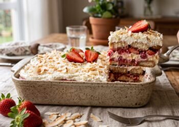 Esqueça o tiramisù tradicional: esta versão com morango e coco promete conquistar à primeira colherada