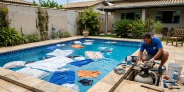 Vizinha estende roupa no varal do quintal, vento derruba peças na piscina do vizinho de baixo e ele cobra R$ 200 pela limpeza, caso vai parar na Justiça