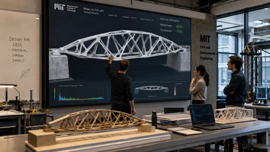 Pesquisadores do MIT desenvolvem ferramenta de IA que pode reduzir em até 90% os materiais necessários para construir pontes e edifícios