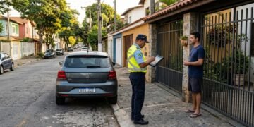 Um morador de Guarulhos foi multado após estacionar em frente ao portão da própria casa.