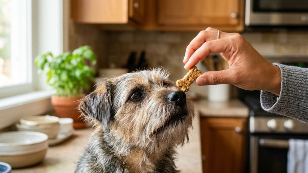 cães perto da mesa