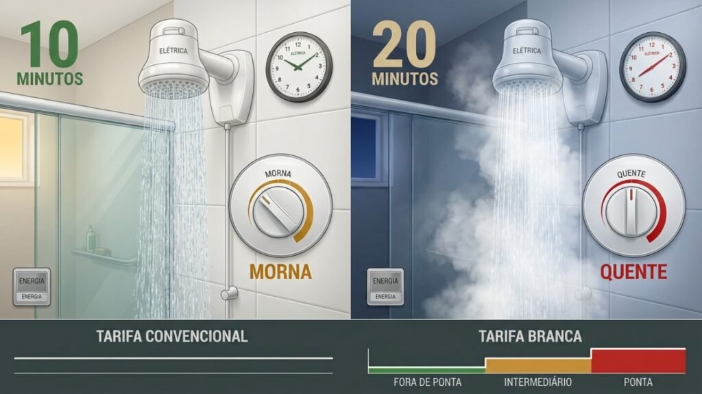 O horário certo para tomar banho no chuveiro elétrico e economizar na conta de luz