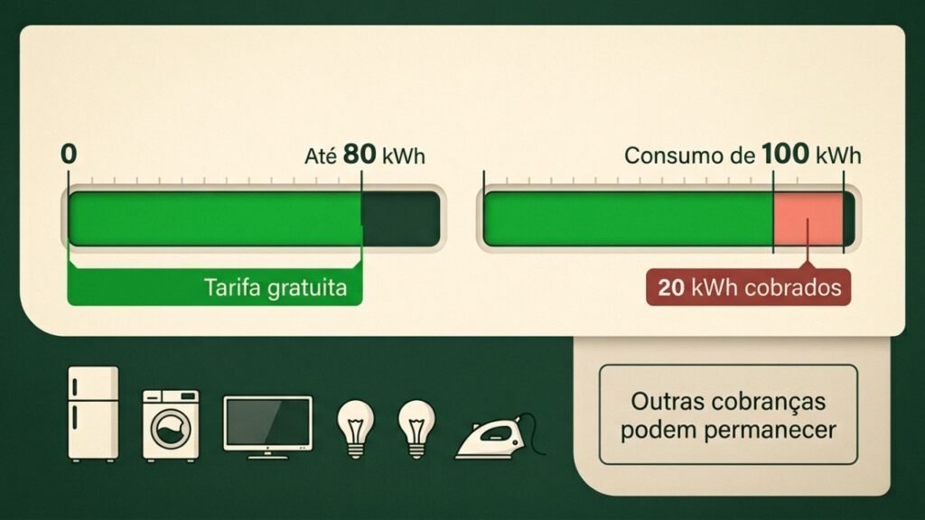Conta de luz pode vir sem cobrança pelos primeiros 80 kWh para milhões de famílias que cumprem estas regras