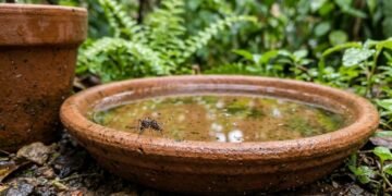 Pequenos pontos de água no jardim exigem uma inspeção toda semana