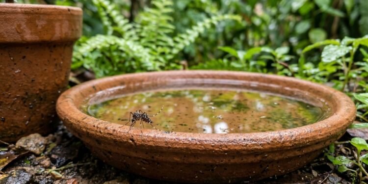 Pequenos pontos de água no jardim exigem uma inspeção toda semana