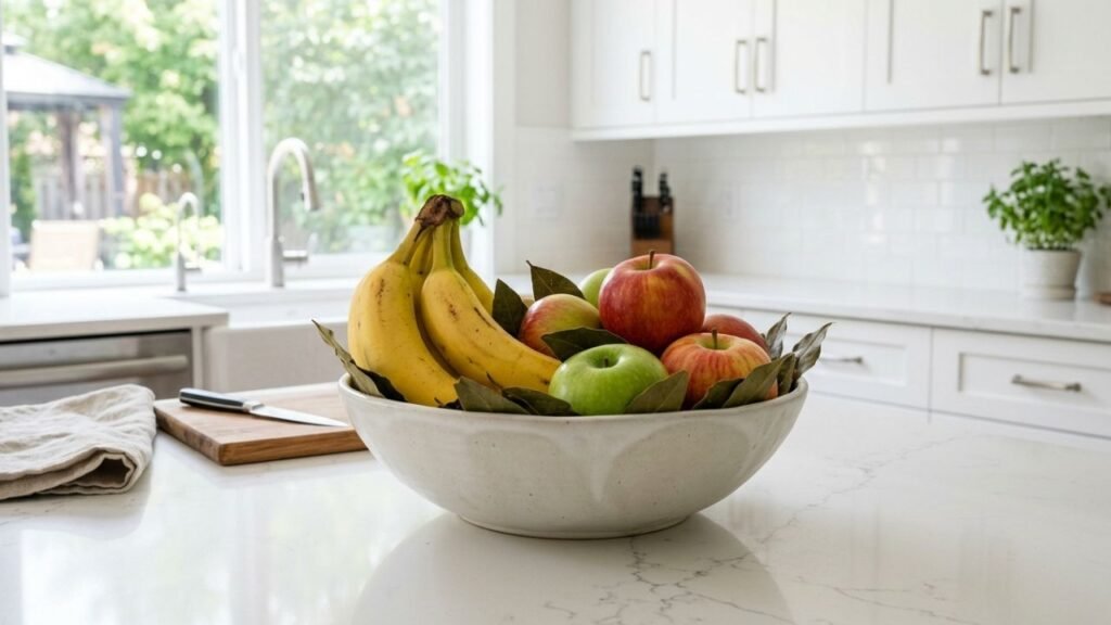 folhas de louro na fruteira (1)