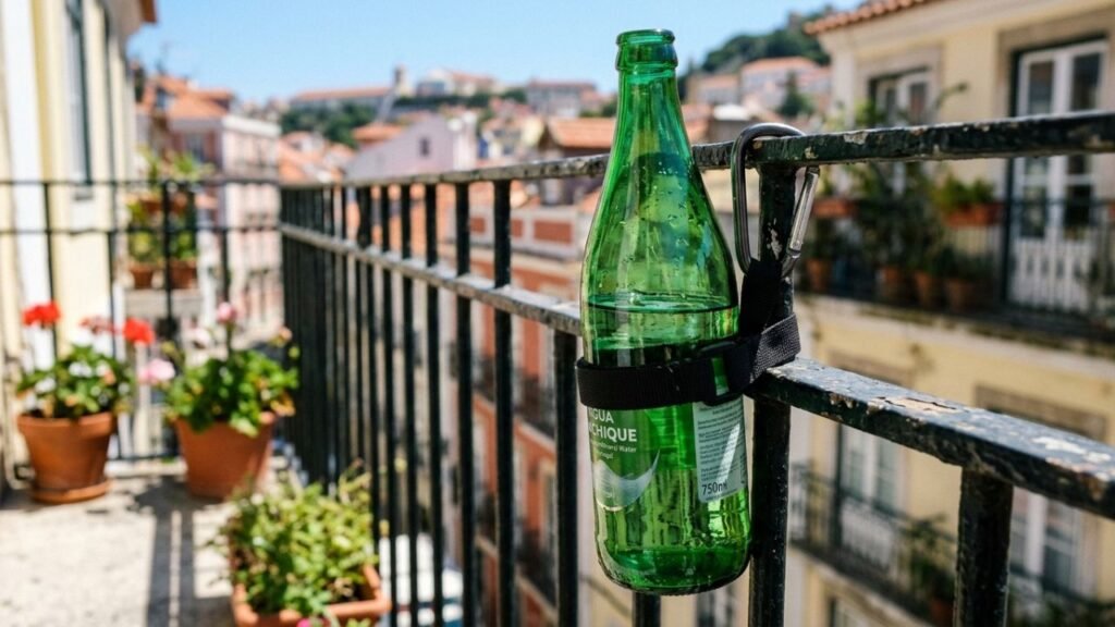 garrafas verdes com água
