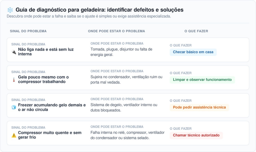 geladeira não está gelando