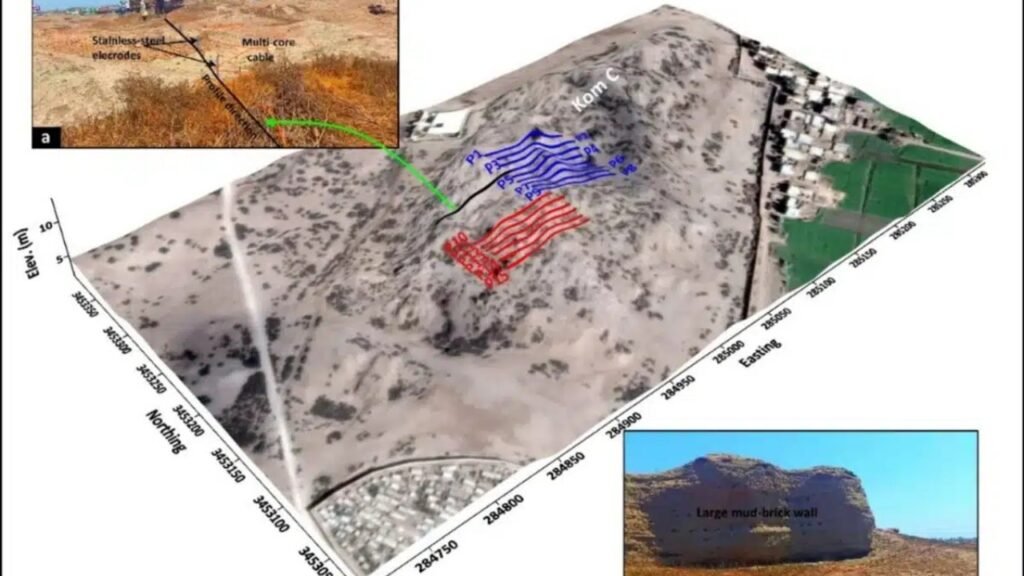 Eles fizeram uma varredura sob o Delta do Nilo, no Egito, e encontraram uma misteriosa estrutura de 2.600 anos a seis metros de profundidade