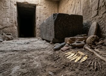 Dezoito tumbas egípcias antigas com dezenas de “línguas” de ouro foram descobertas ao longo da costa do Mediterrâneo