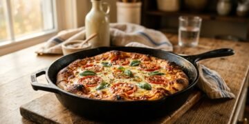 Receita fácil de pizza na frigideira fica pronta em poucos minutos