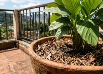 Uma camada vegetal protege a terra e muda o intervalo entre as regas