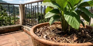 Uma camada vegetal protege a terra e muda o intervalo entre as regas