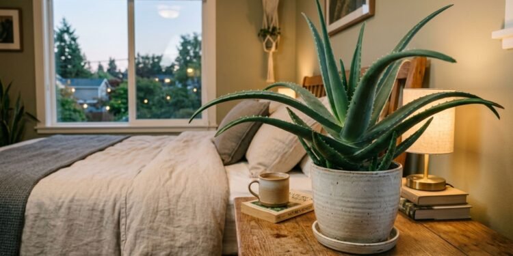 A babosa Aloe vera no quarto e o seu metabolismo fotossintético noturno