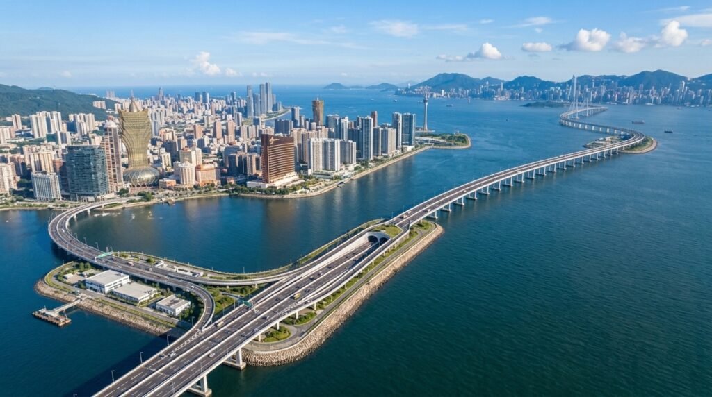 Ponte-túnel cruza o mar entre três cidades chinesas