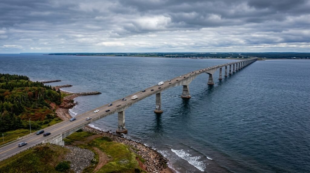 Ponte canadense quebra placas de gelo com seus pilares