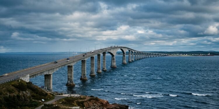 Ponte canadense quebra placas de gelo com seus pilares